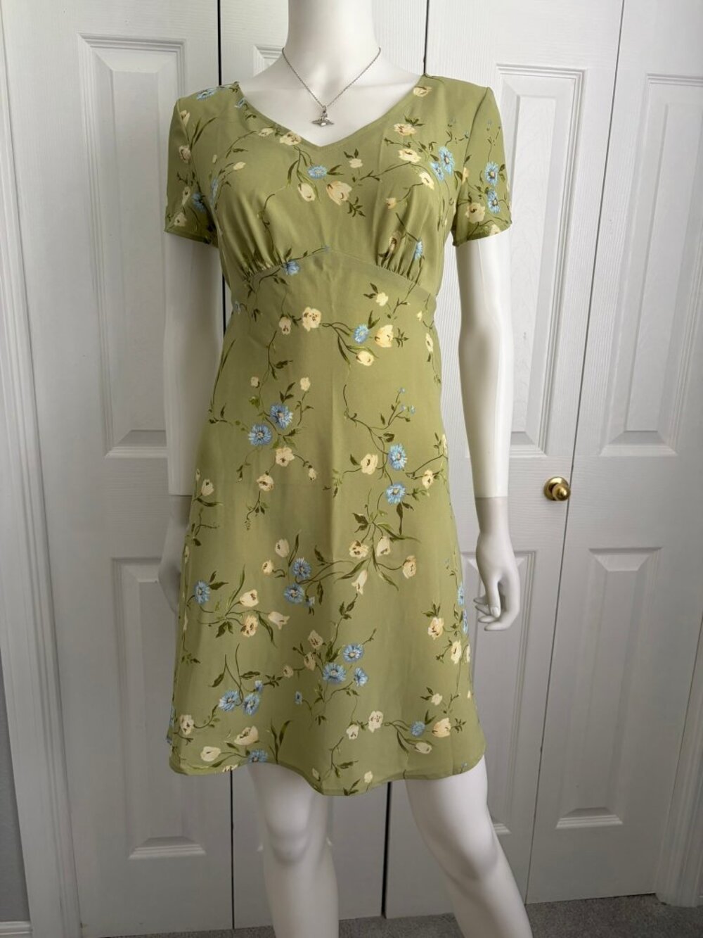jonathan martin vintage 90s green ditsy floral print mini dress